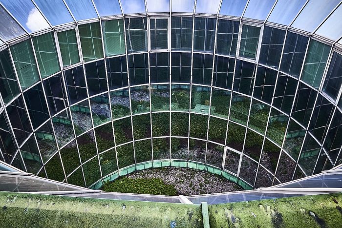 Photographie d'architecture graphique de la bibliothèque de Varsovie